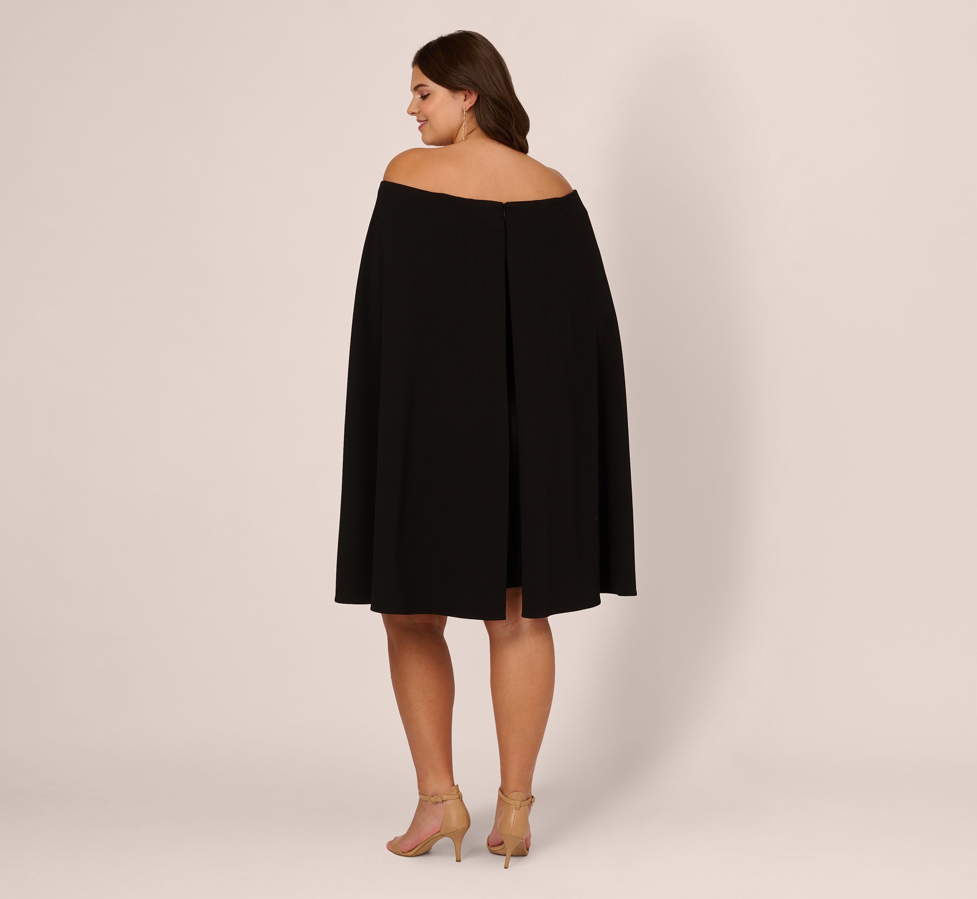 Plus Size Off The Shoulder Cape Dress In Black Adrianna Papell