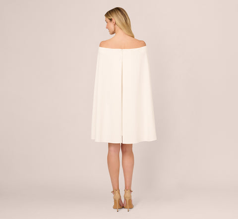 Off The Shoulder Cape Dress In Ivory