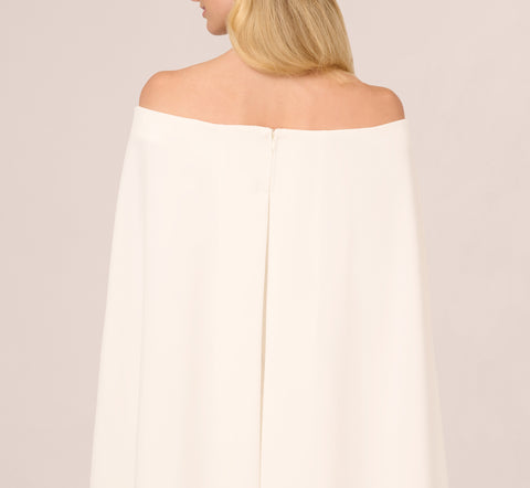 Off The Shoulder Cape Dress In Ivory