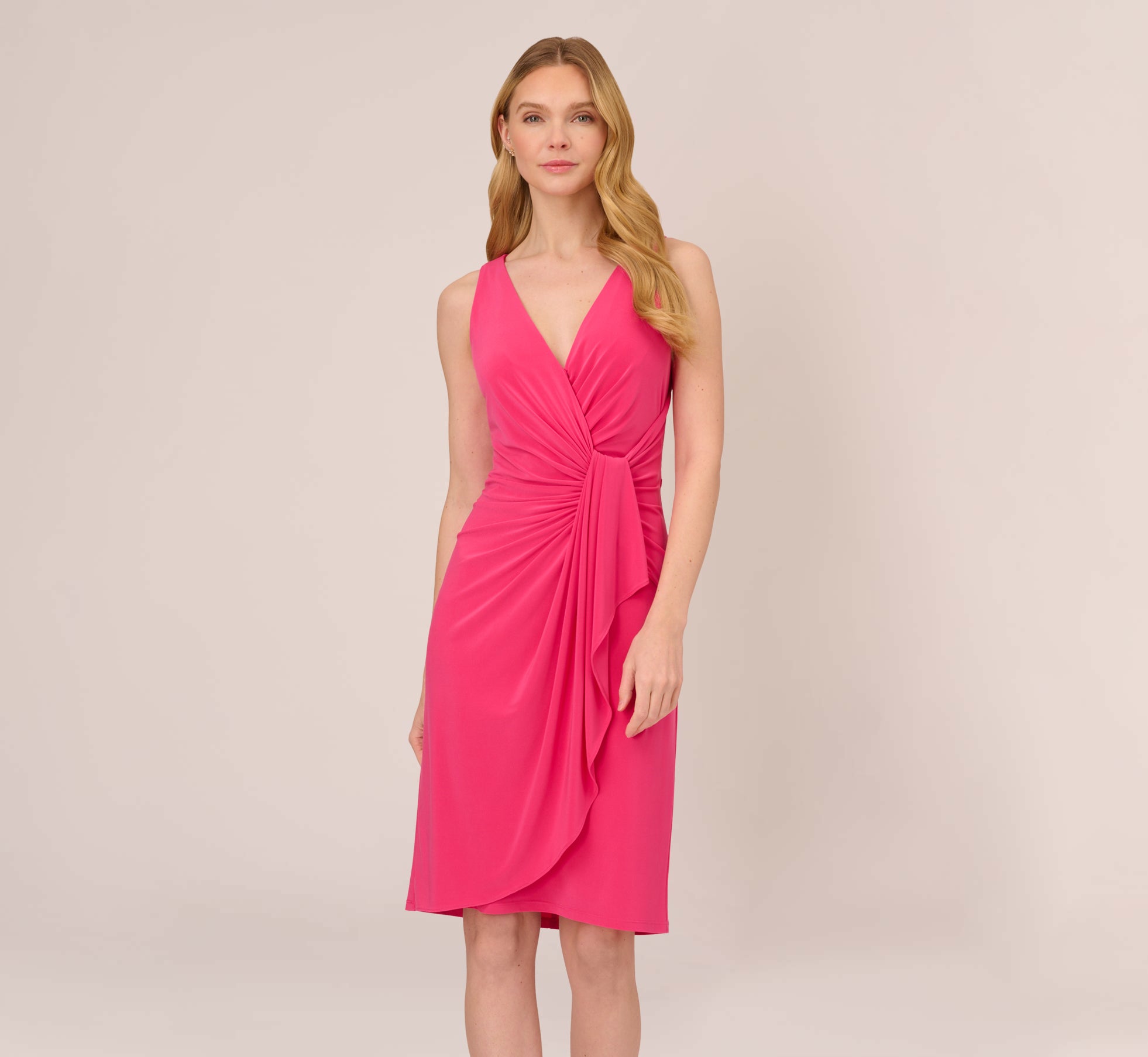 Jersey Sheath Dress With Draped Details In Cabaret Pink Adrianna