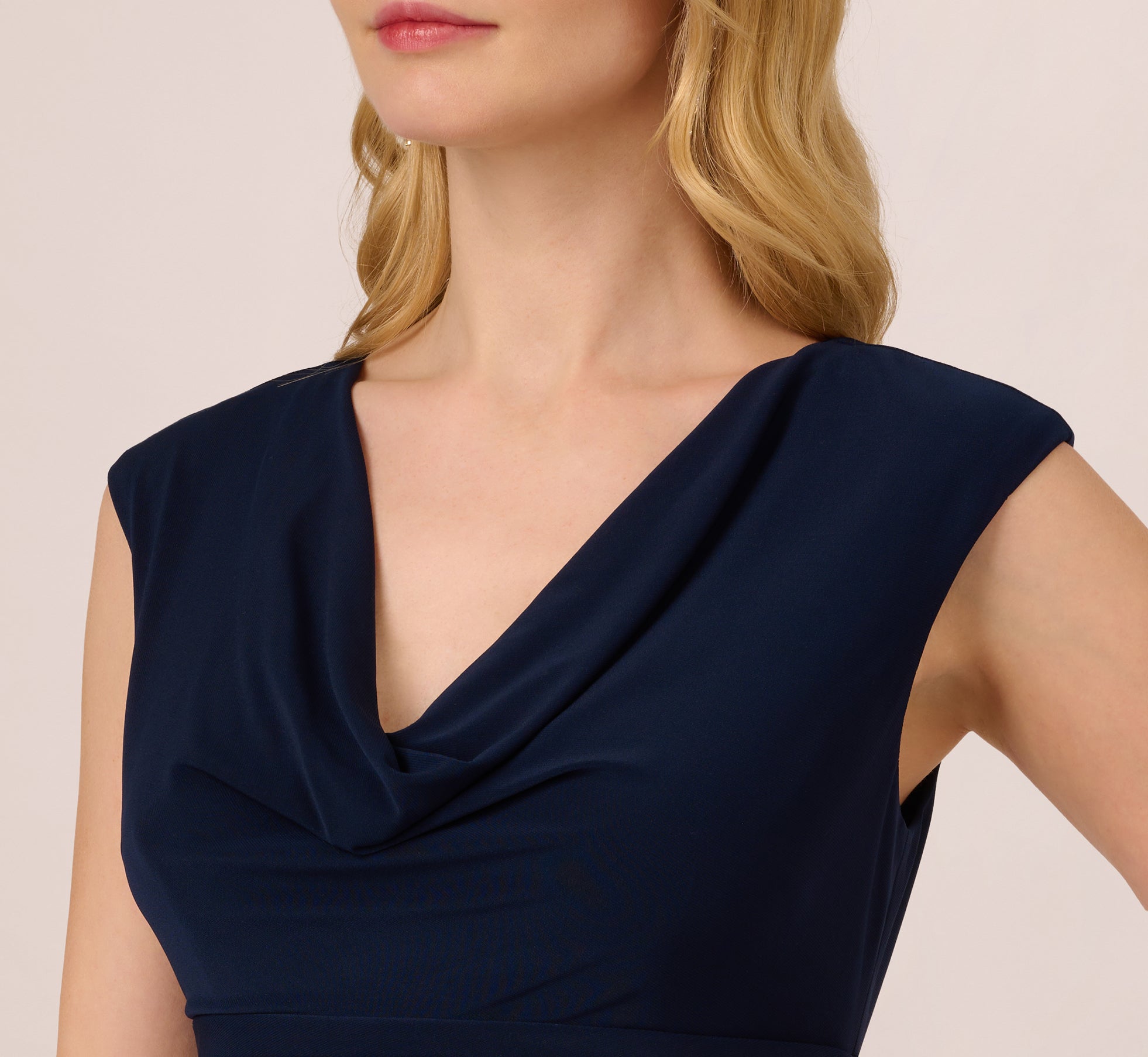 Cowl neck cheap sheath dress