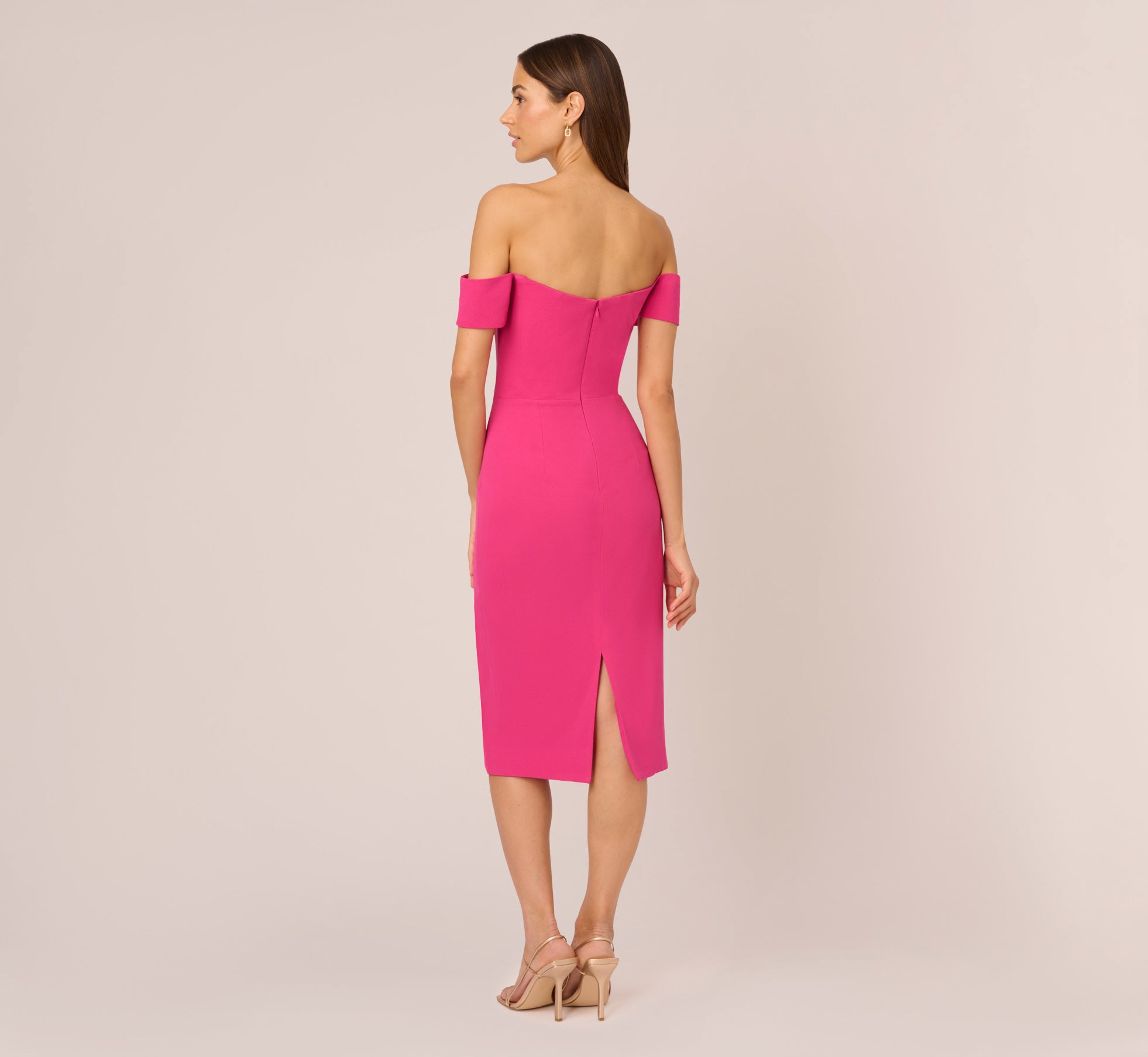 Off The Shoulder Midi Dress With Sweetheart Neckline In Brilliant