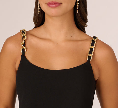 Crepe Popover Jumpsuit With Chain Straps In Black