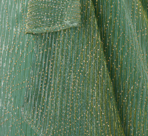 Crinkle Metallic Faux Wrap Dress With Draped Detail In Green Slate