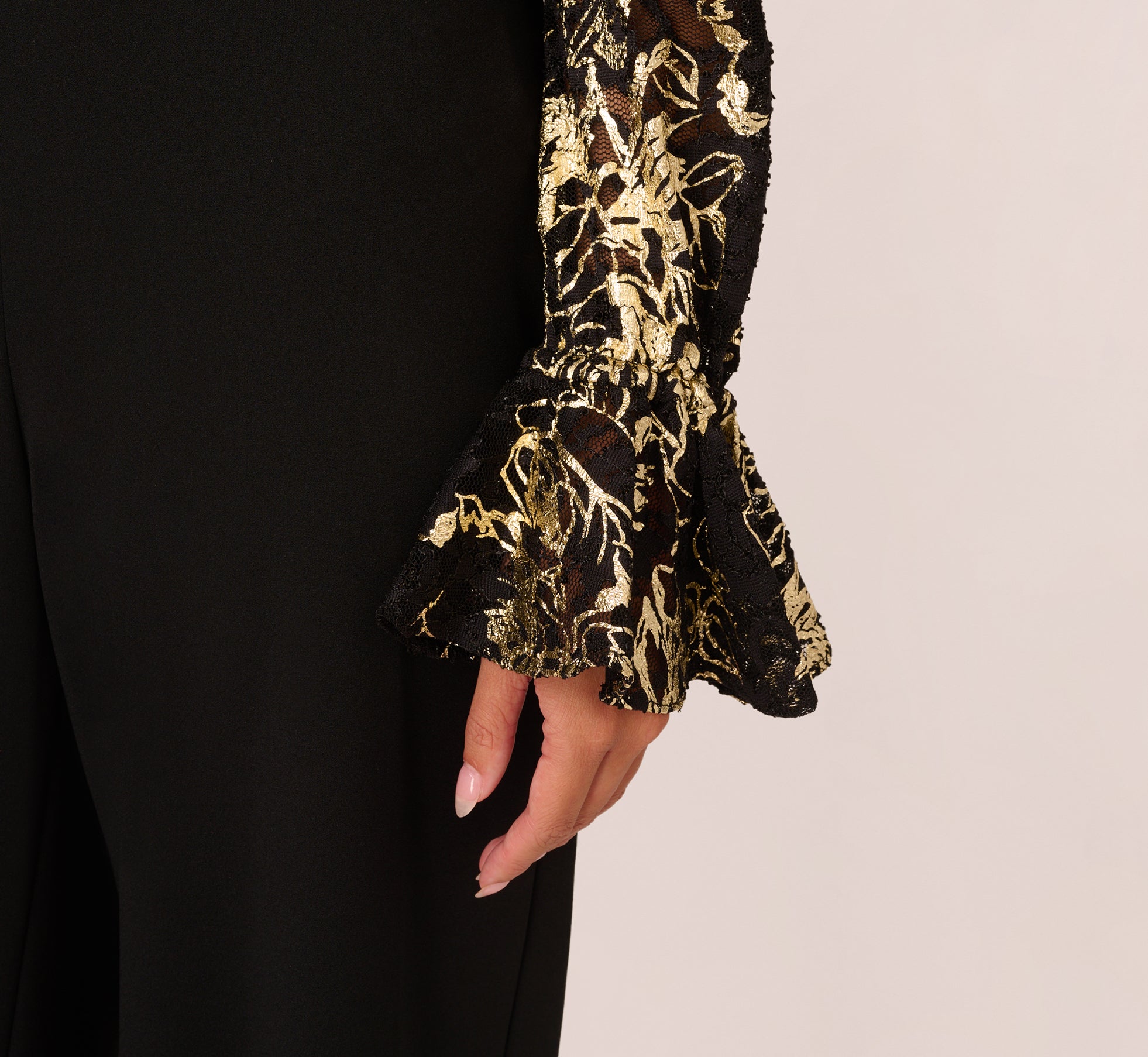 Black fashion and gold formal jumpsuit