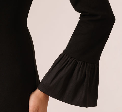 Crepe And Taffeta Drop Waist Short Dress In Black