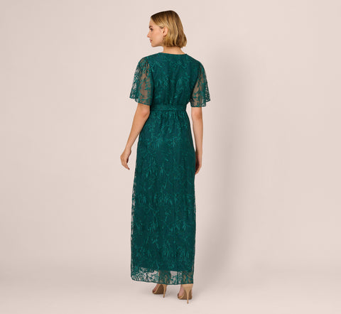 Embroidered Lace Maxi Dress In Hunter