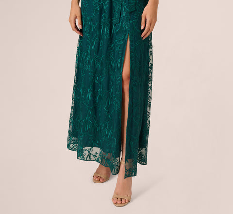 Embroidered Lace Maxi Dress In Hunter