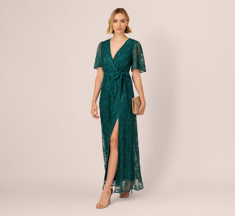 Embroidered Lace Maxi Dress In Hunter