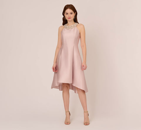 Mikado Short Party Dress In Bellini