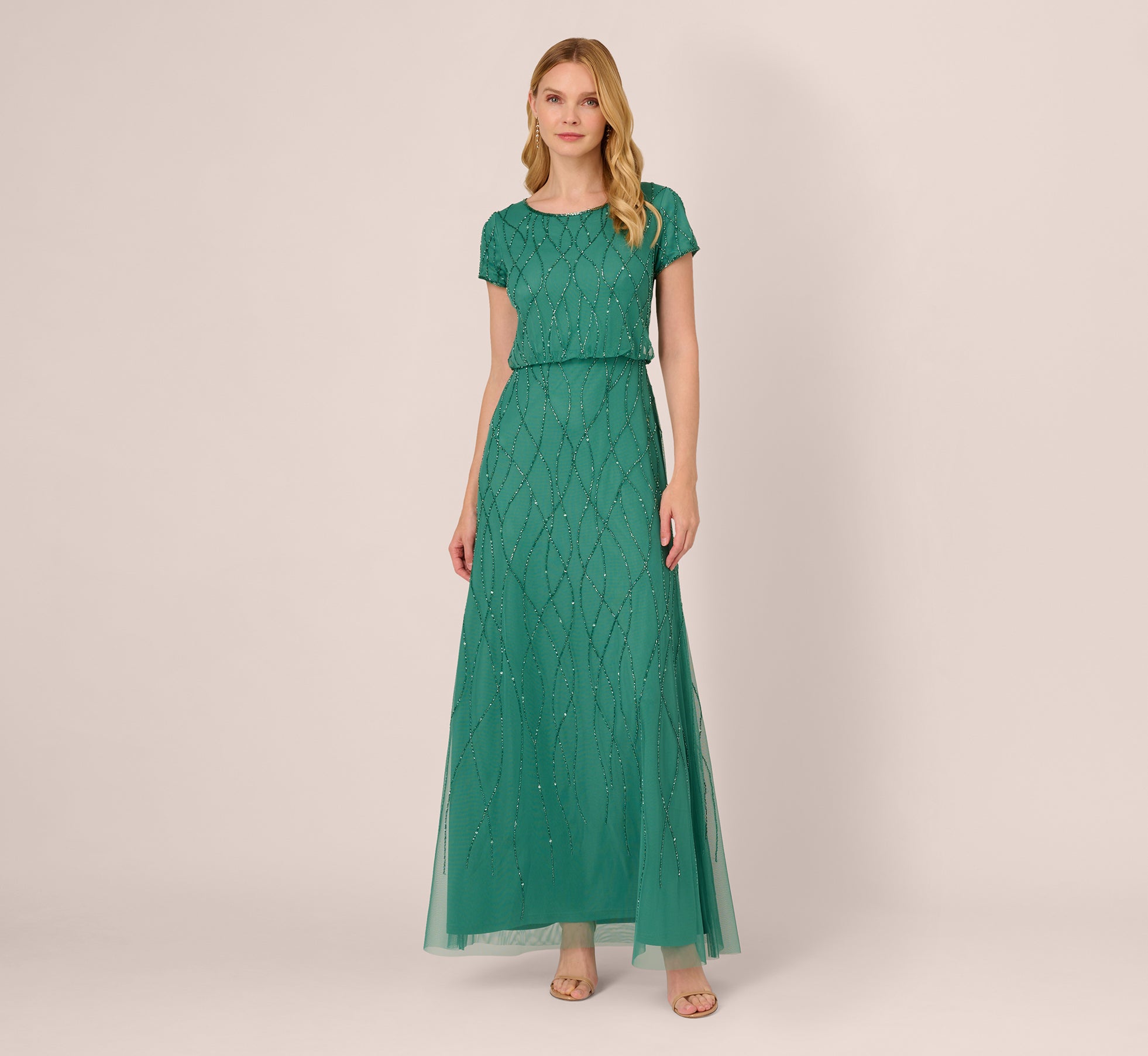 Adrianna papell green beaded dress sale