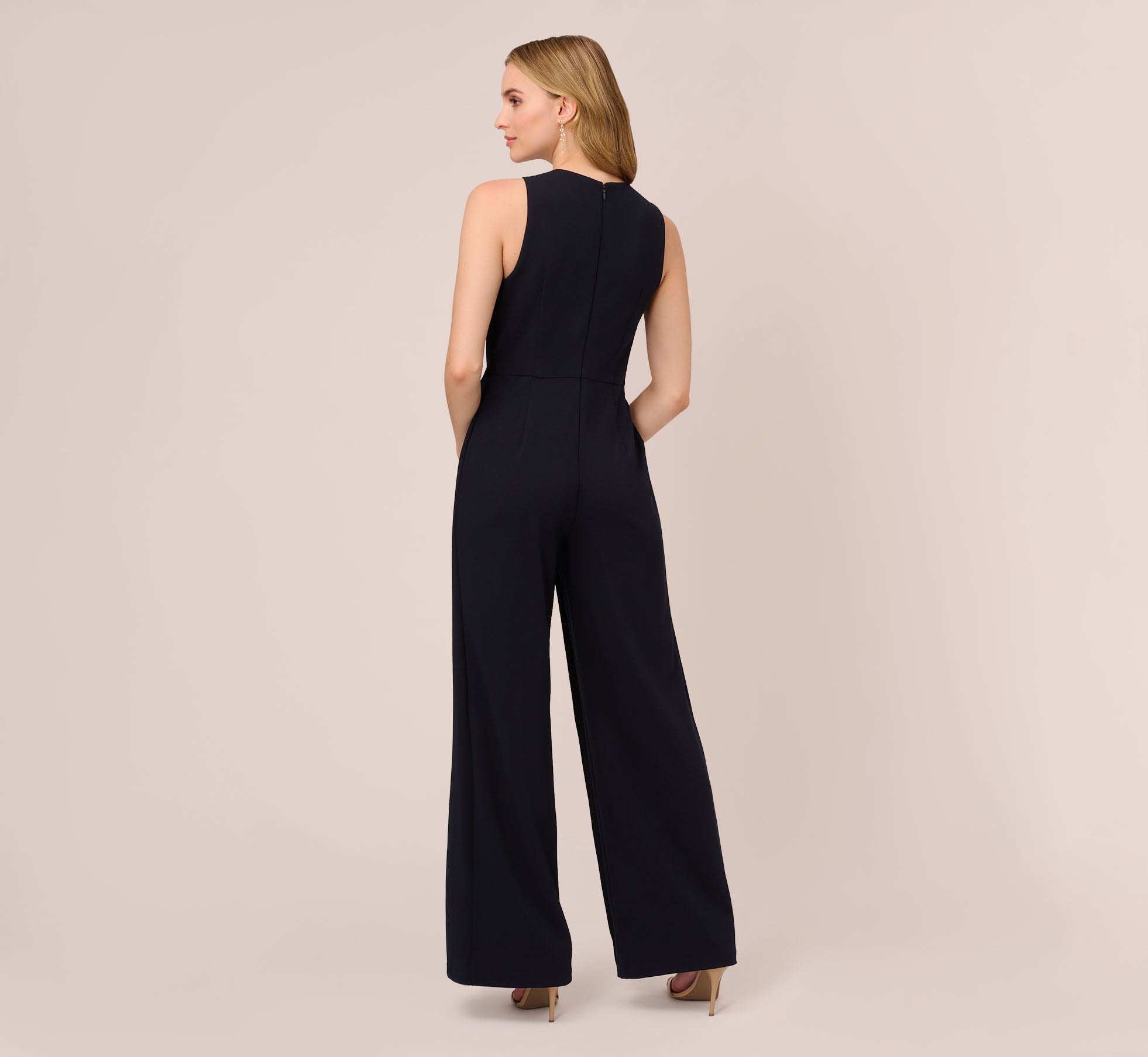 Sleeveless Asymmetrical Jumpsuit In Midnight Adrianna Papell