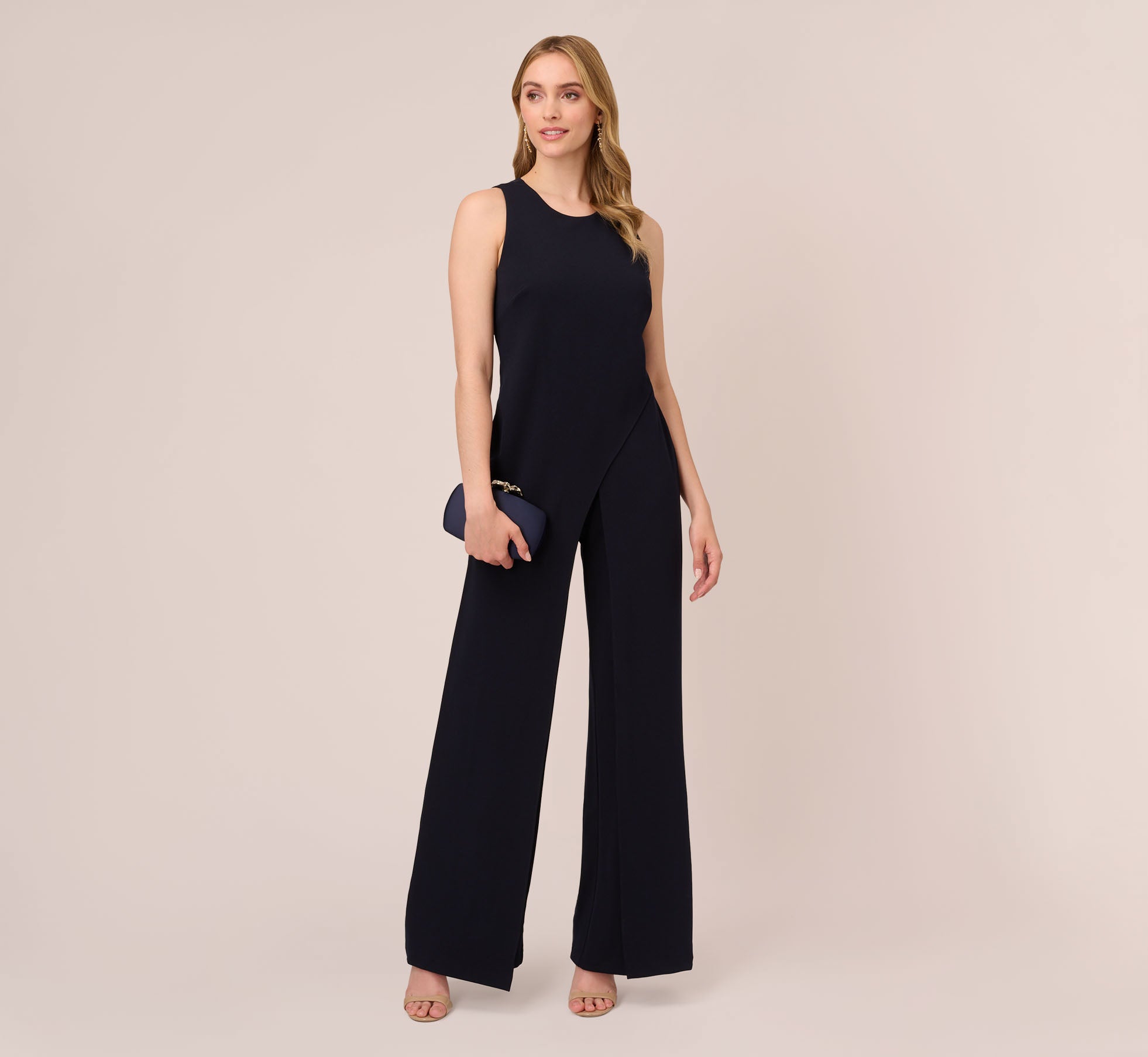 Sleeveless Asymmetrical Jumpsuit In Midnight Adrianna Papell