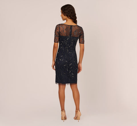 Hand-Beaded Cocktail Dress In Midnight