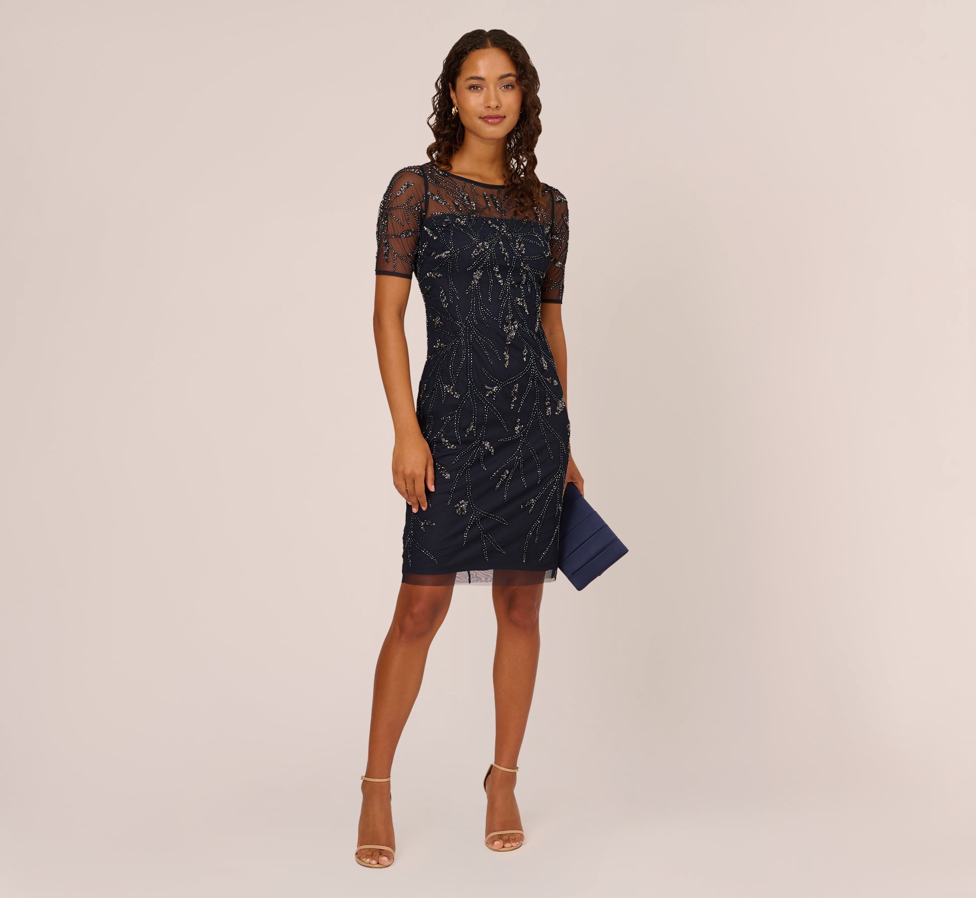 Hand-Beaded Cocktail Dress In Midnight | Adrianna Papell