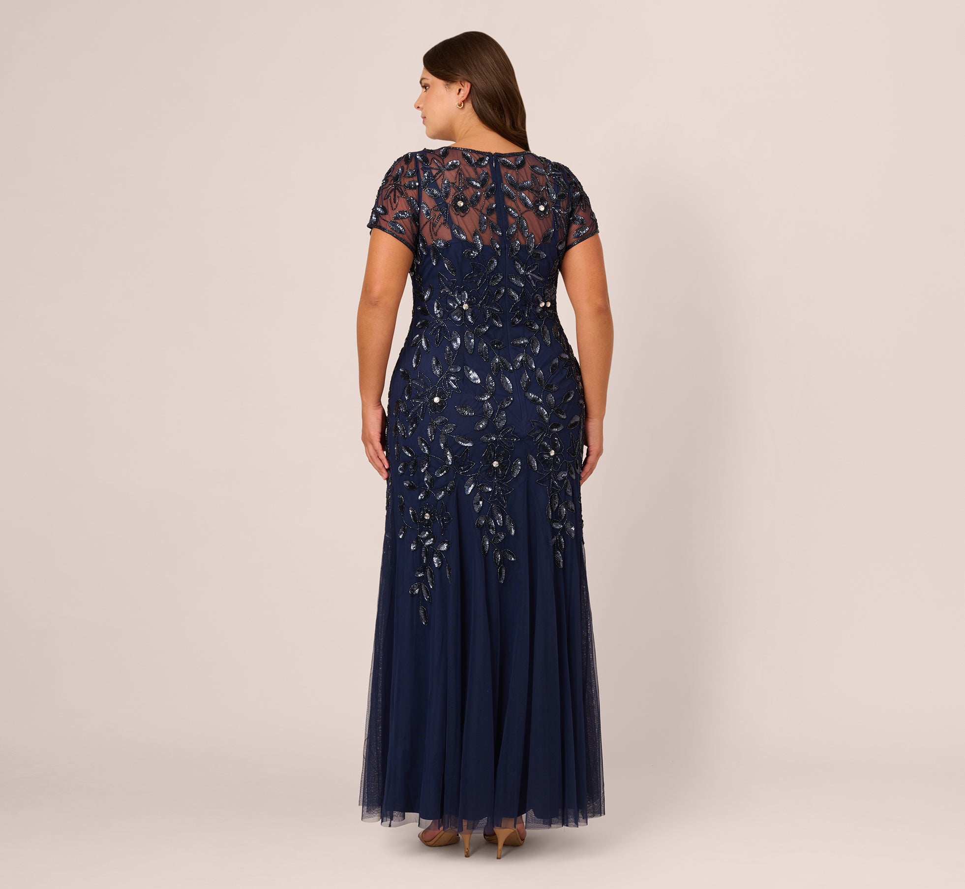 ADRIANNA PAPELL Mother outlet of the Bride Godet Beaded Dress-Plus Size 18P