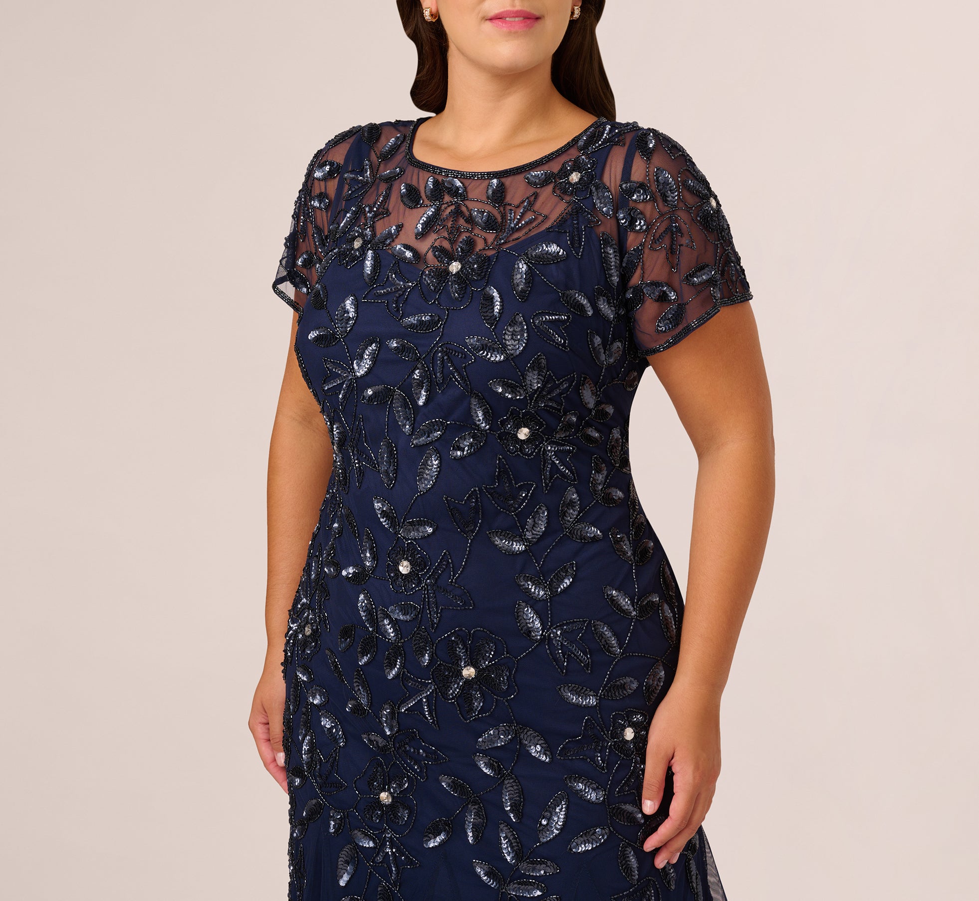 ADRIANNA PAPELL Mother of the Bride Godet orders Beaded Dress-Plus Size 18P