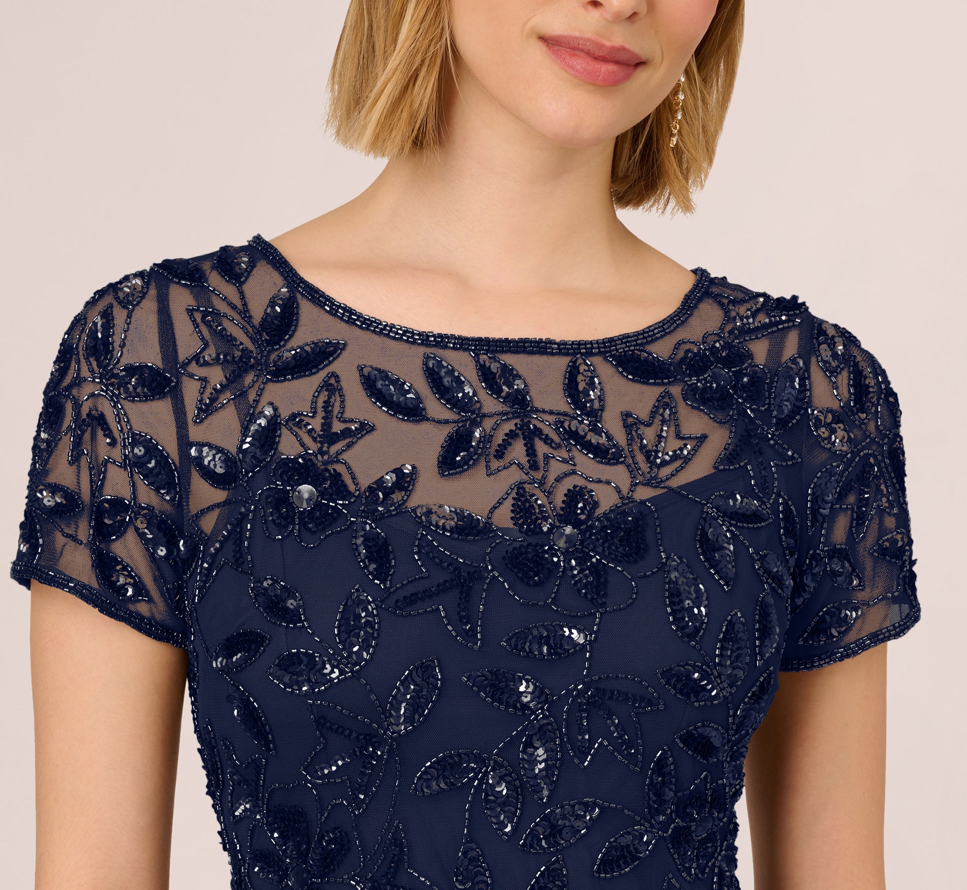 Navy blue adrianna papell best sale