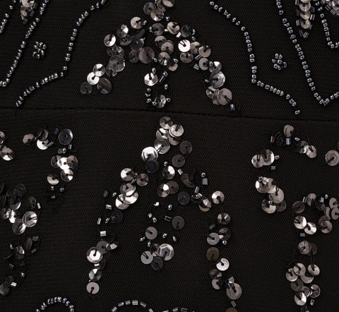 Hand-Beaded Ankle-Length Dress In Black Gunmetal