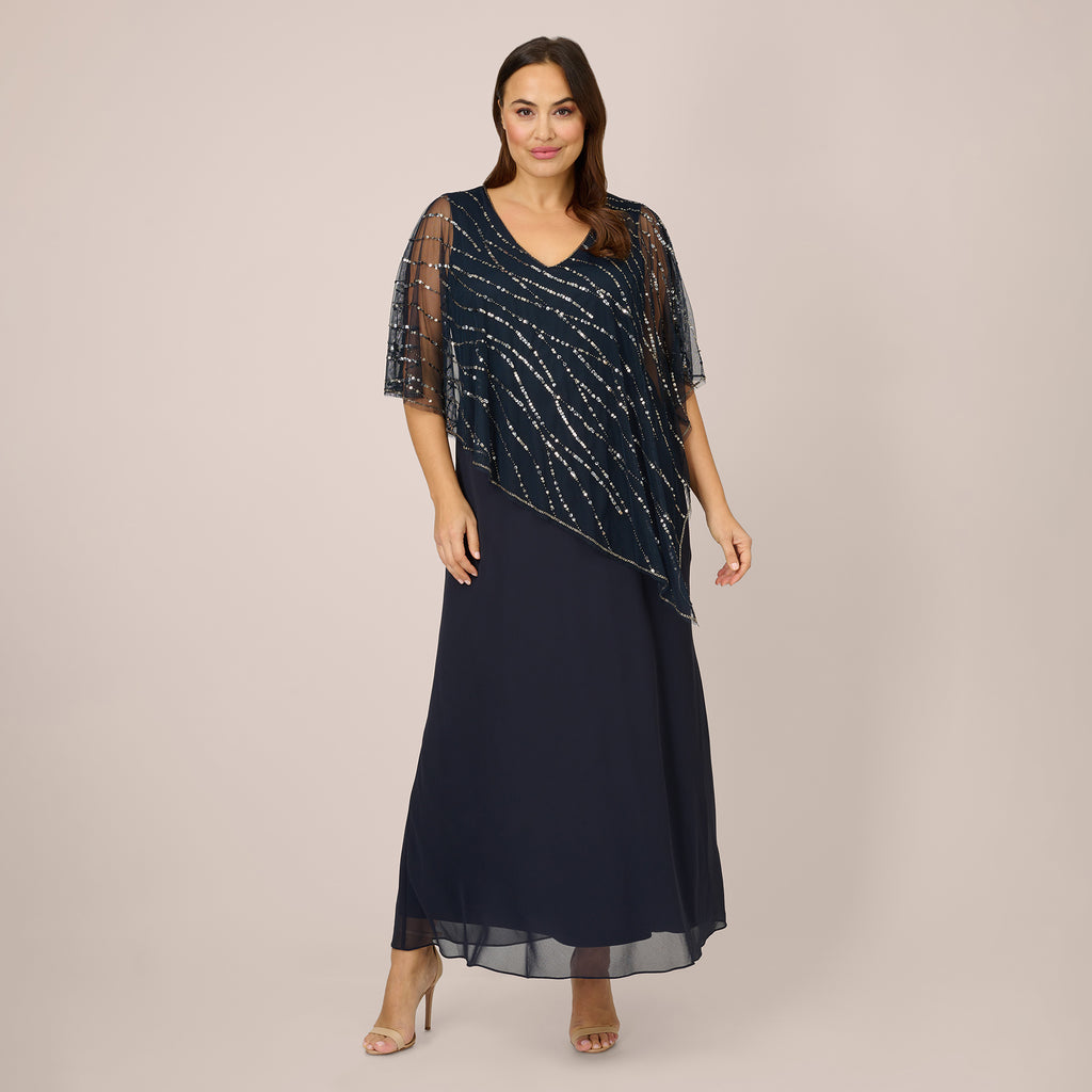 Adrianna Papell Womens Beaded Dress with Popover Bodice : :  Clothing, Shoes & Accessories