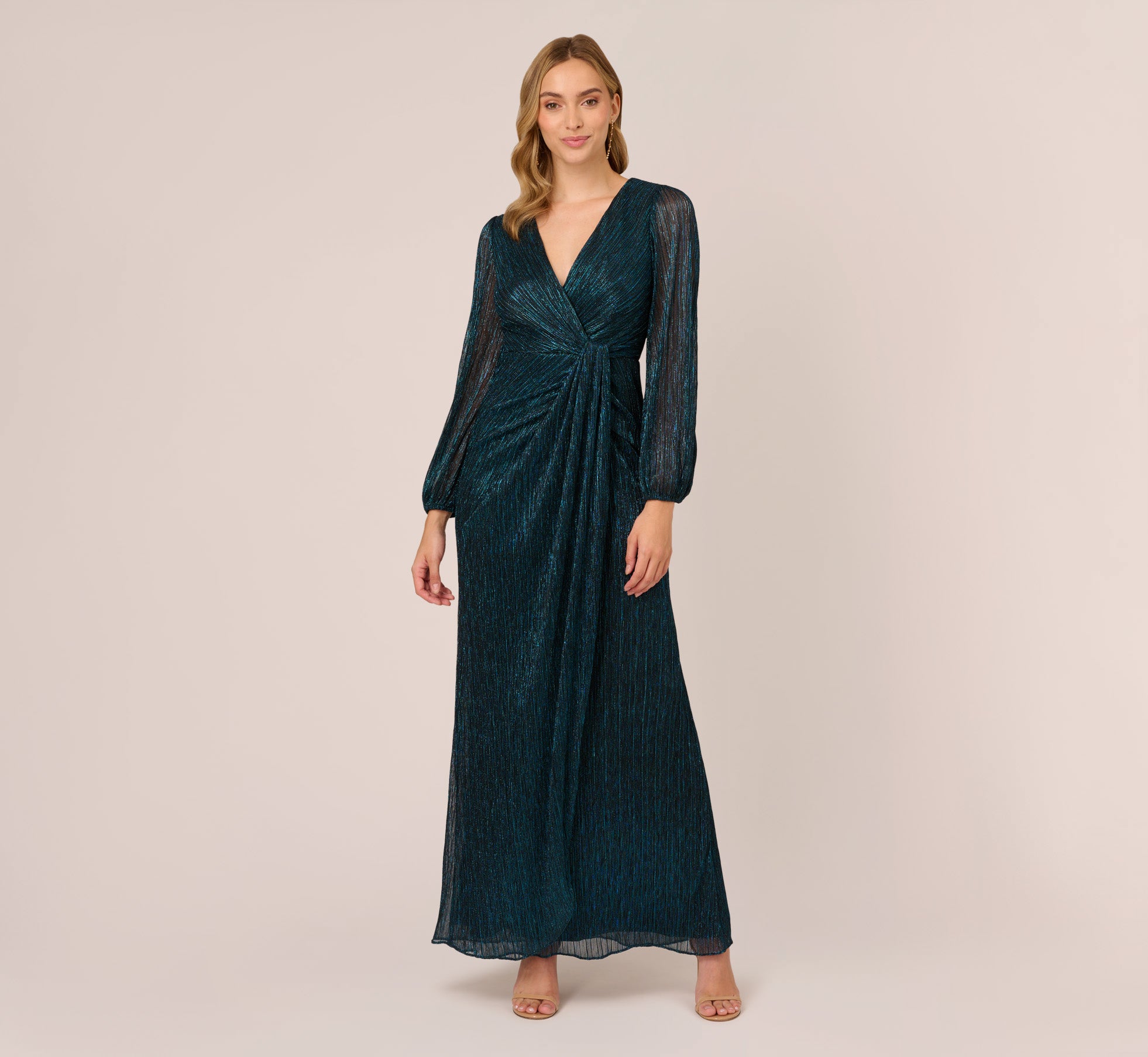 Eaphi】leaf jacquard sheer dress - ロングワンピース