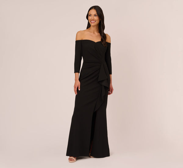 NWT popular ADRIANNA PAPELL ONE SHOULDER RUFFLE GOWN.