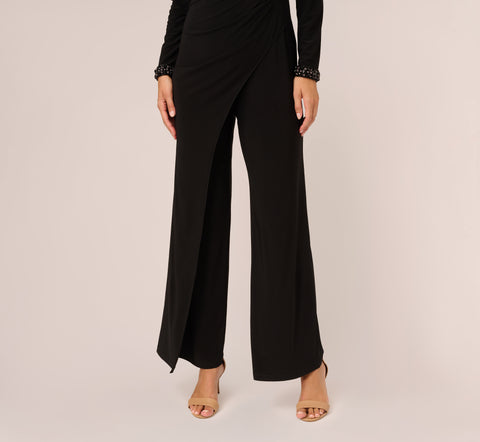 Embellished Jersey Jumpsuit With Asymmetric Neck In Black