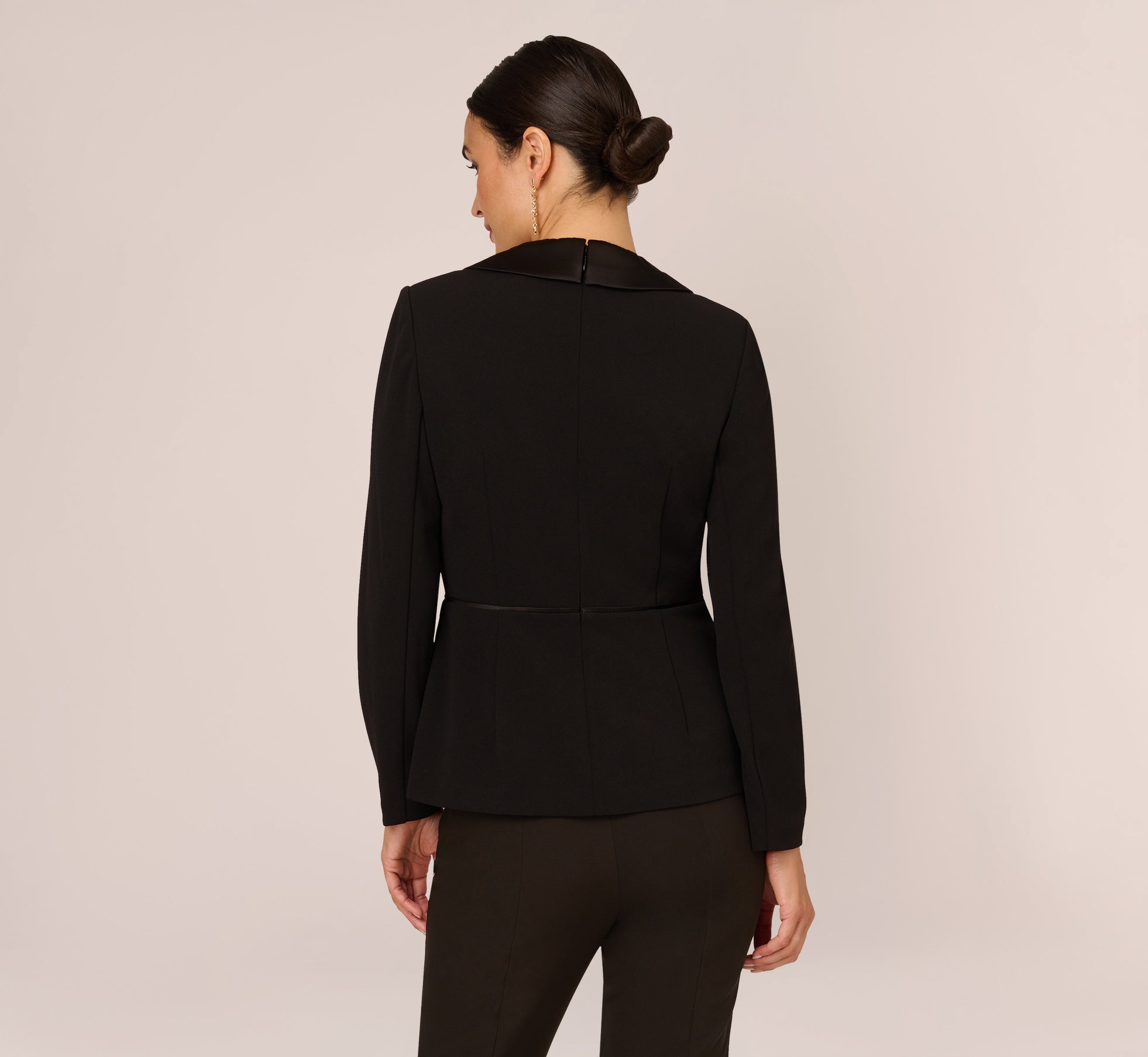 Crepe Tuxedo Top With Long Sleeves In Black Adrianna Papell