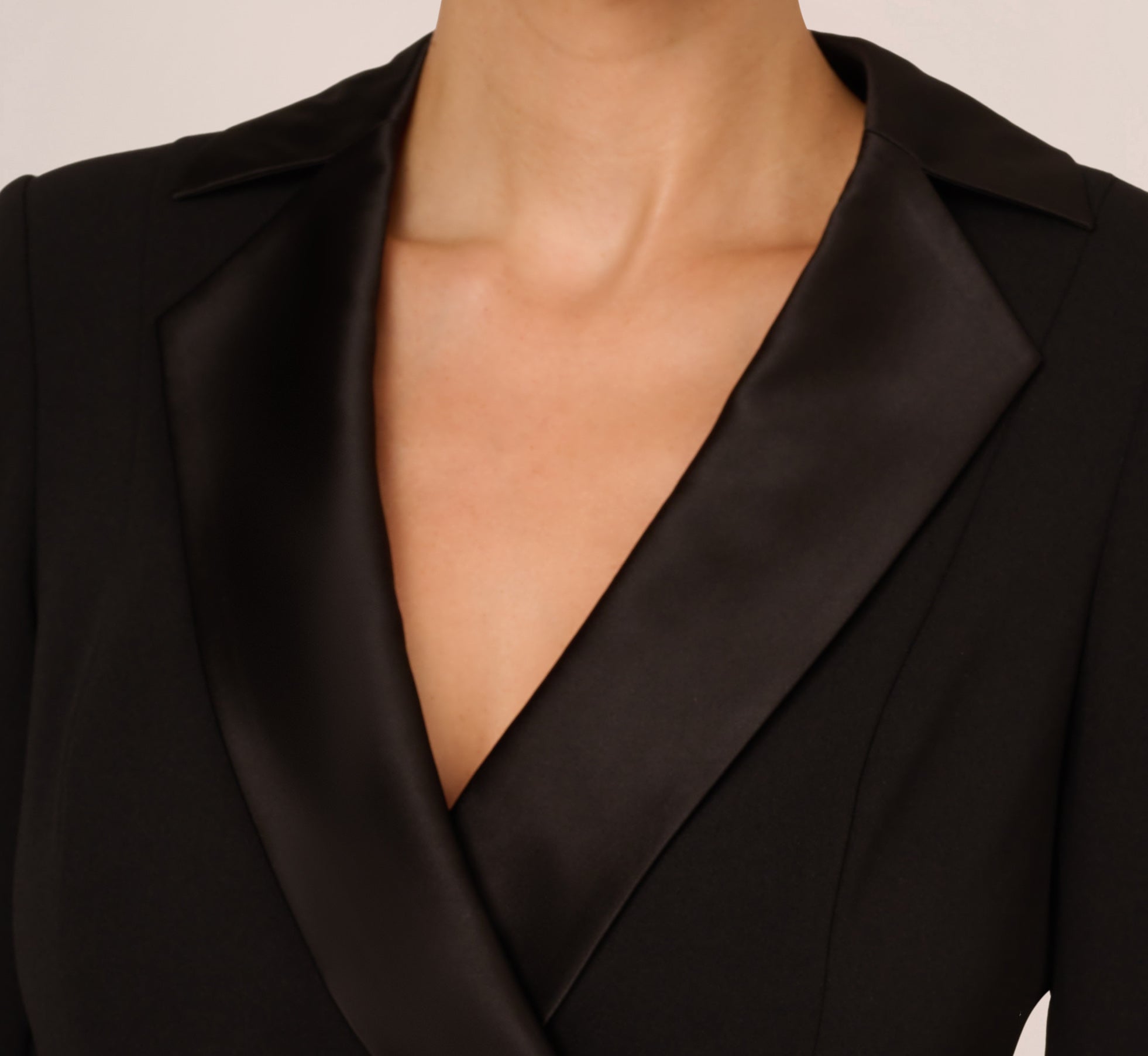 Crepe Tuxedo Top With Long Sleeves In Black Adrianna Papell