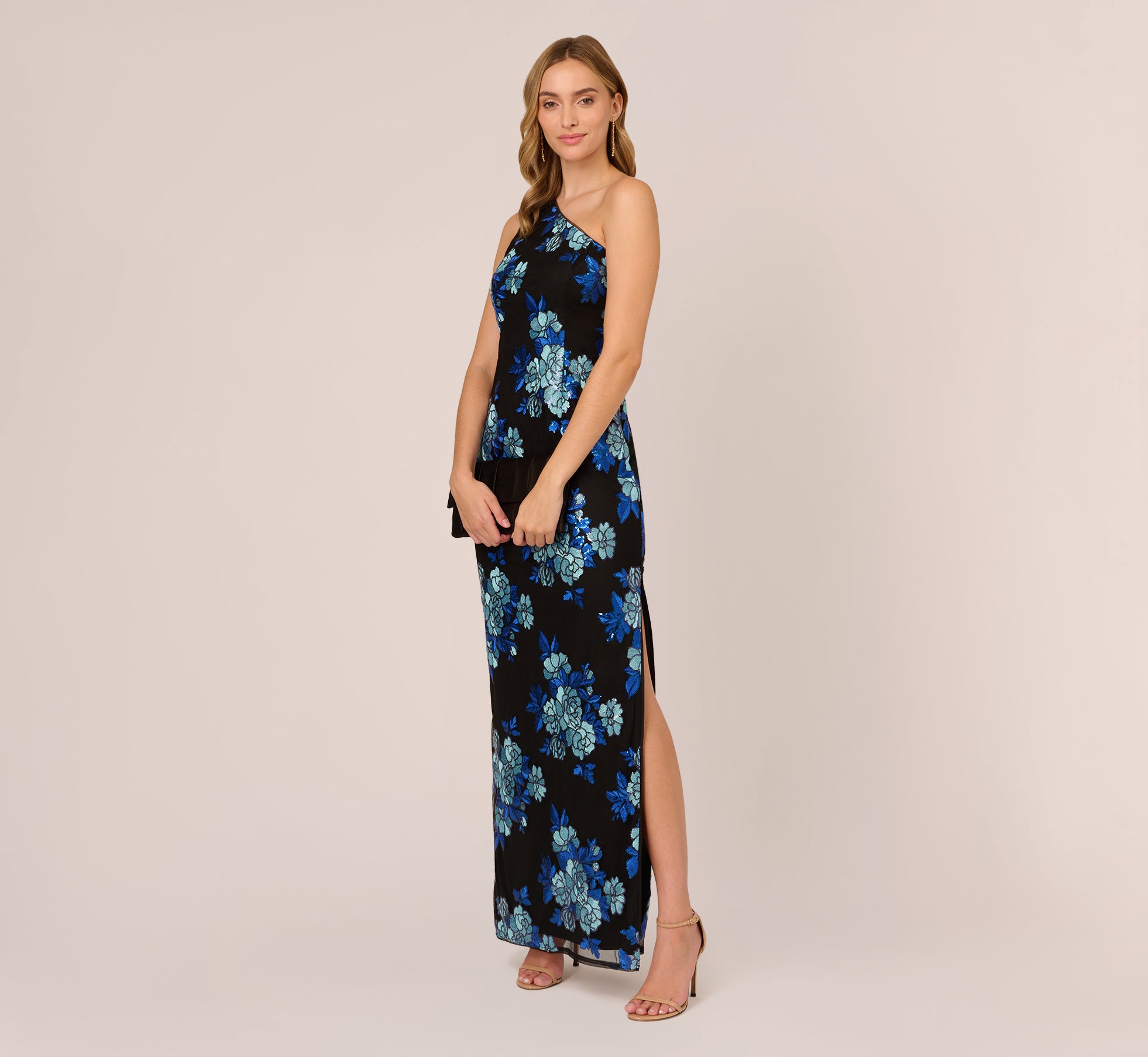 Black and blue floral dress sale