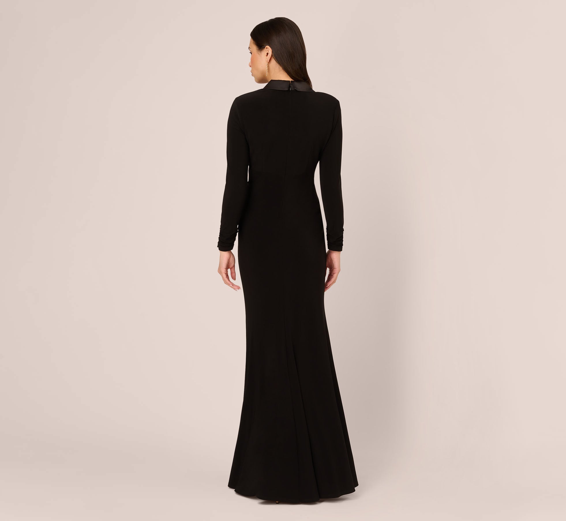 Tuxedo Mermaid Gown With Long Sleeves In Black Adrianna Papell