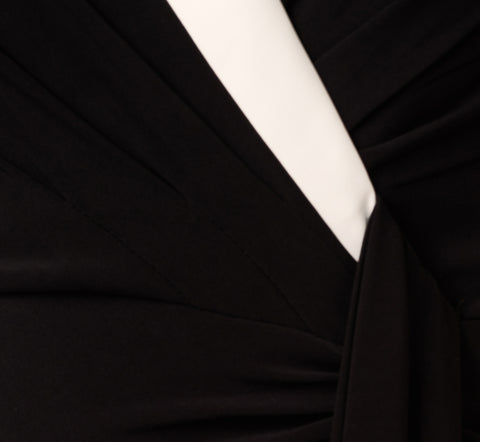 Shawl Collar Jersey Gown In Black Ivory