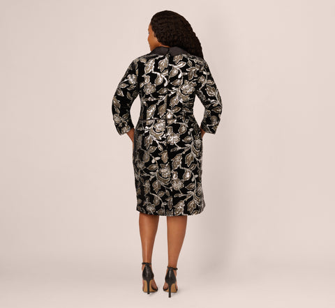 Plus Size Velvet Blazer Short Dress In Black Silver