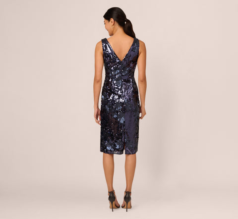 Sequin Sheath Dress In Navy