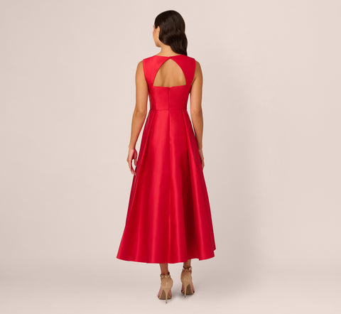 Sweetheart Mikado Ankle Dress In Red