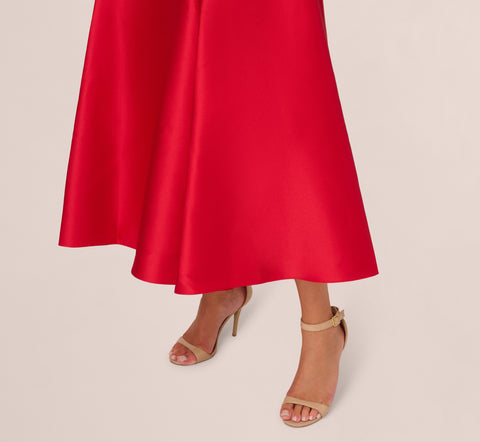 Sweetheart Mikado Ankle Dress In Red