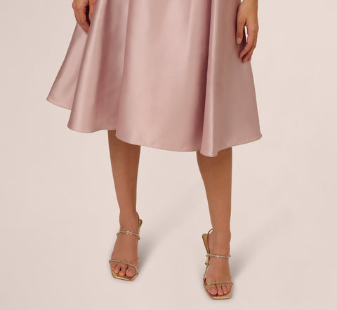 Key Hole Mikado Cap Sleeve Midi Dress In Bellini