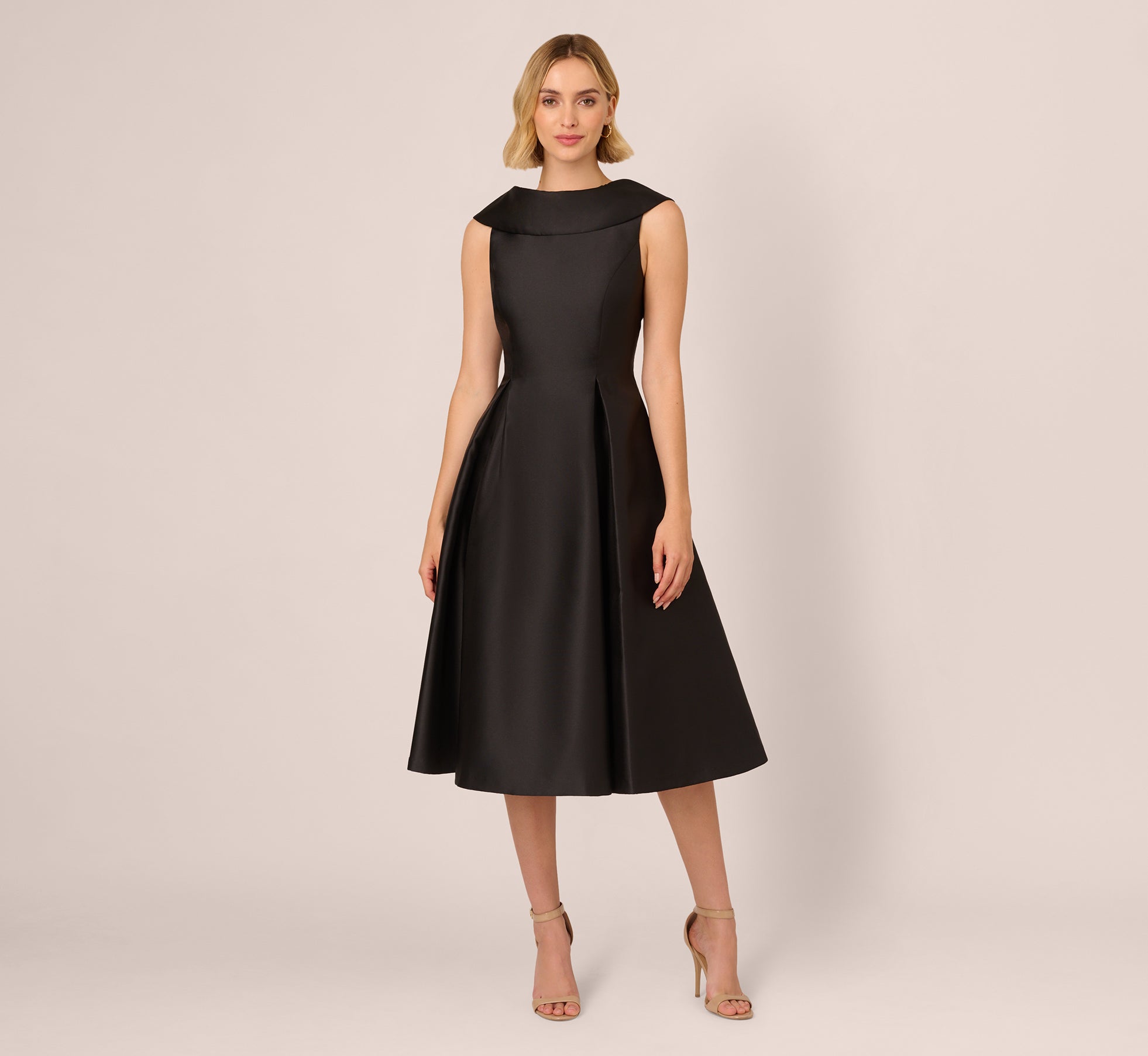 Roll Neck Mikado Dress In Black 1