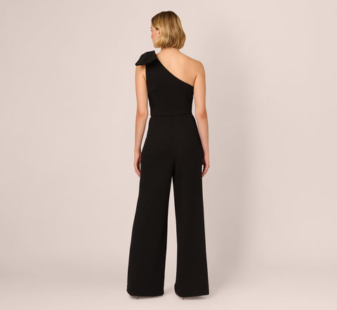 One Shoulder Bow Jumpsuit In Black