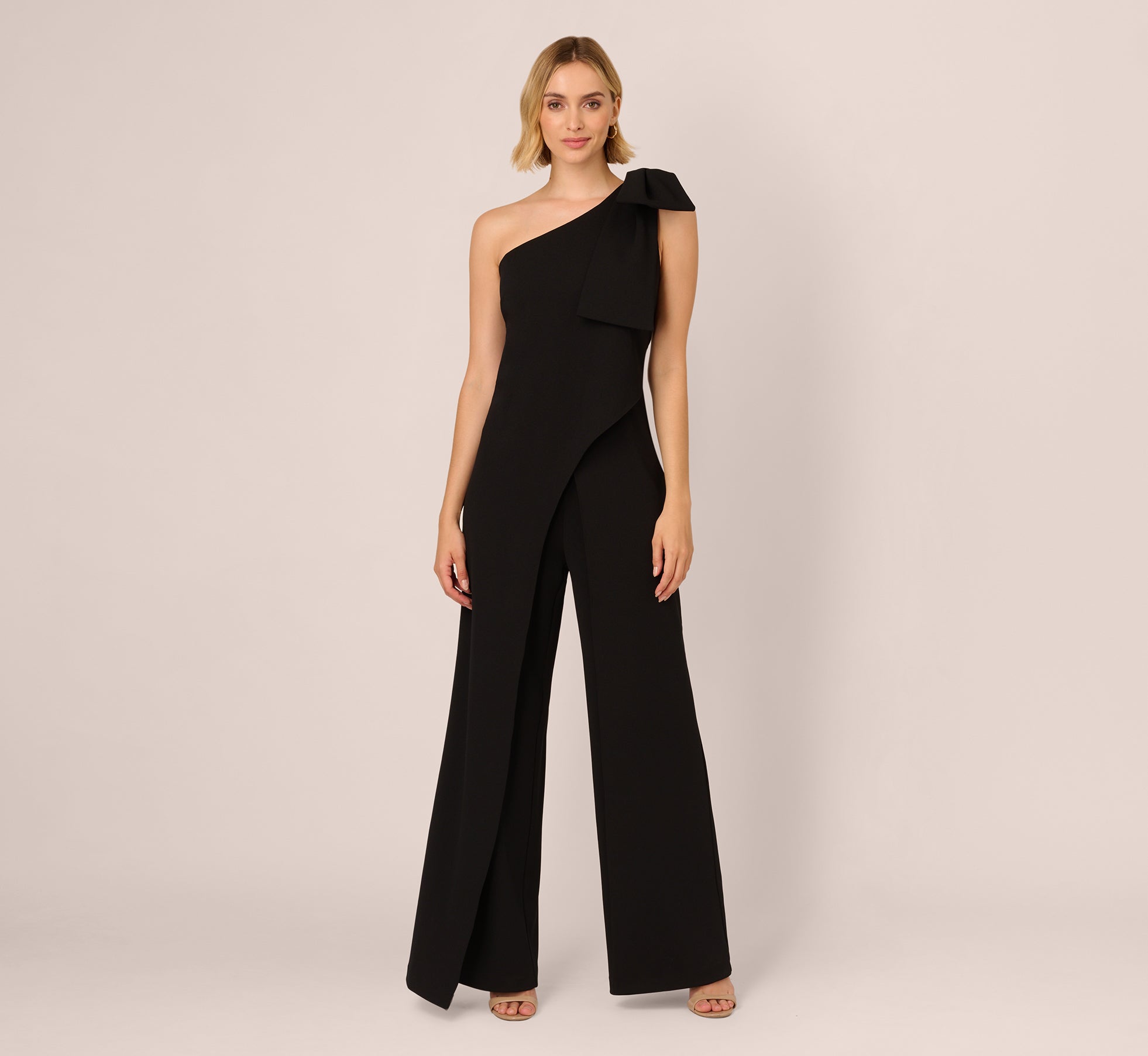 One Shoulder Bow Jumpsuit In Black 1