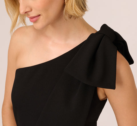 One Shoulder Bow Jumpsuit In Black