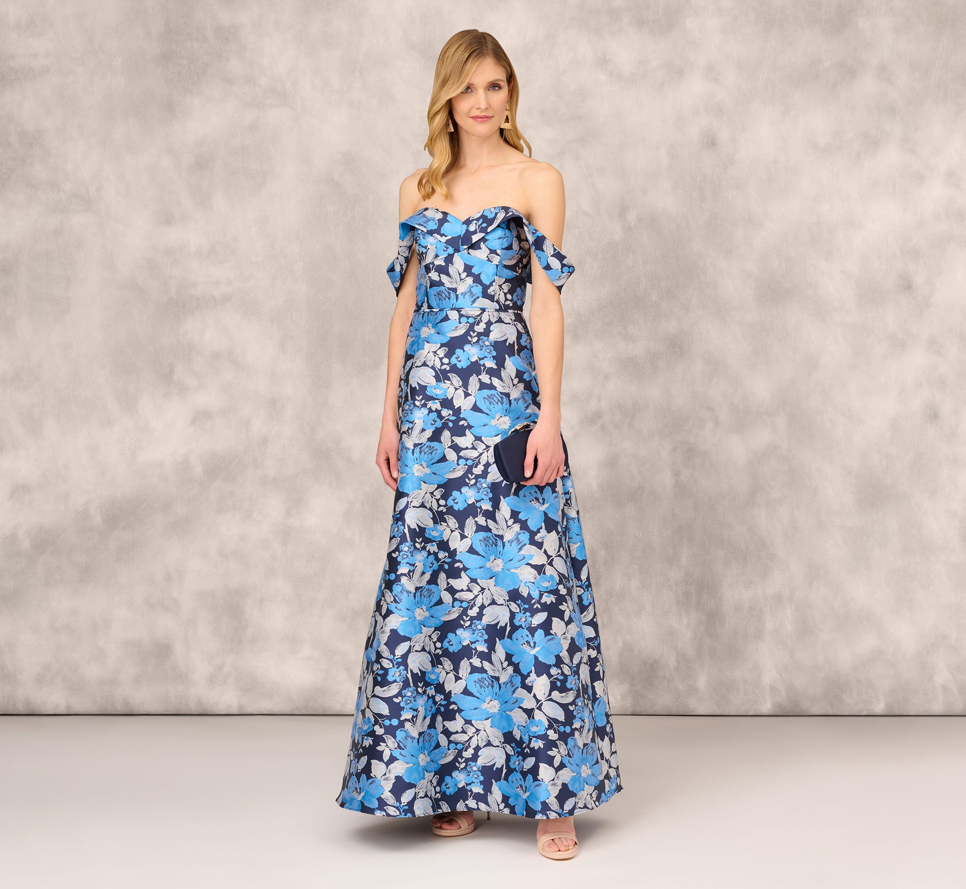 Adrianna papell floral store jacquard ball gown