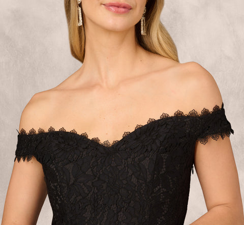 Strapless Organza Ball Gown With Off The Shoulder Neckline In Black