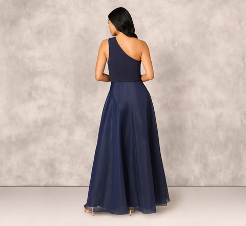 Draped Organza One Shoulder Ballgown In Twilight