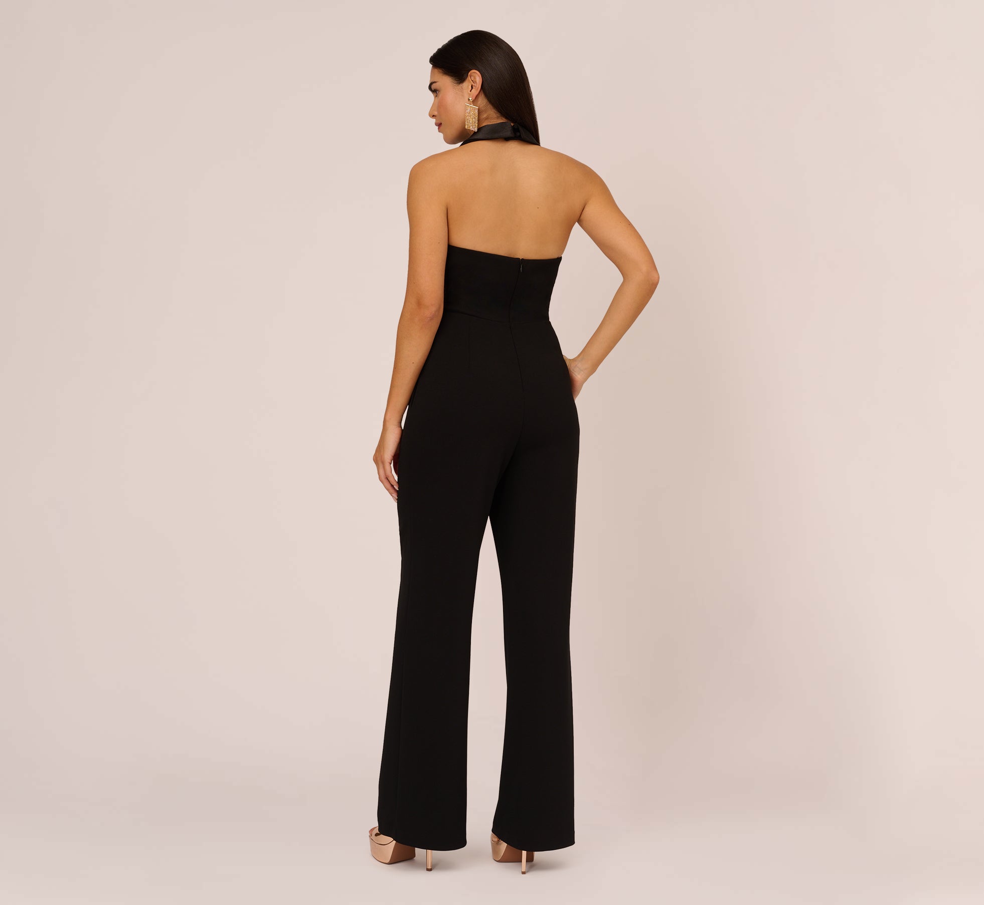 Tuxedo Jumpsuit With Halter Neckline In Black Adrianna Papell