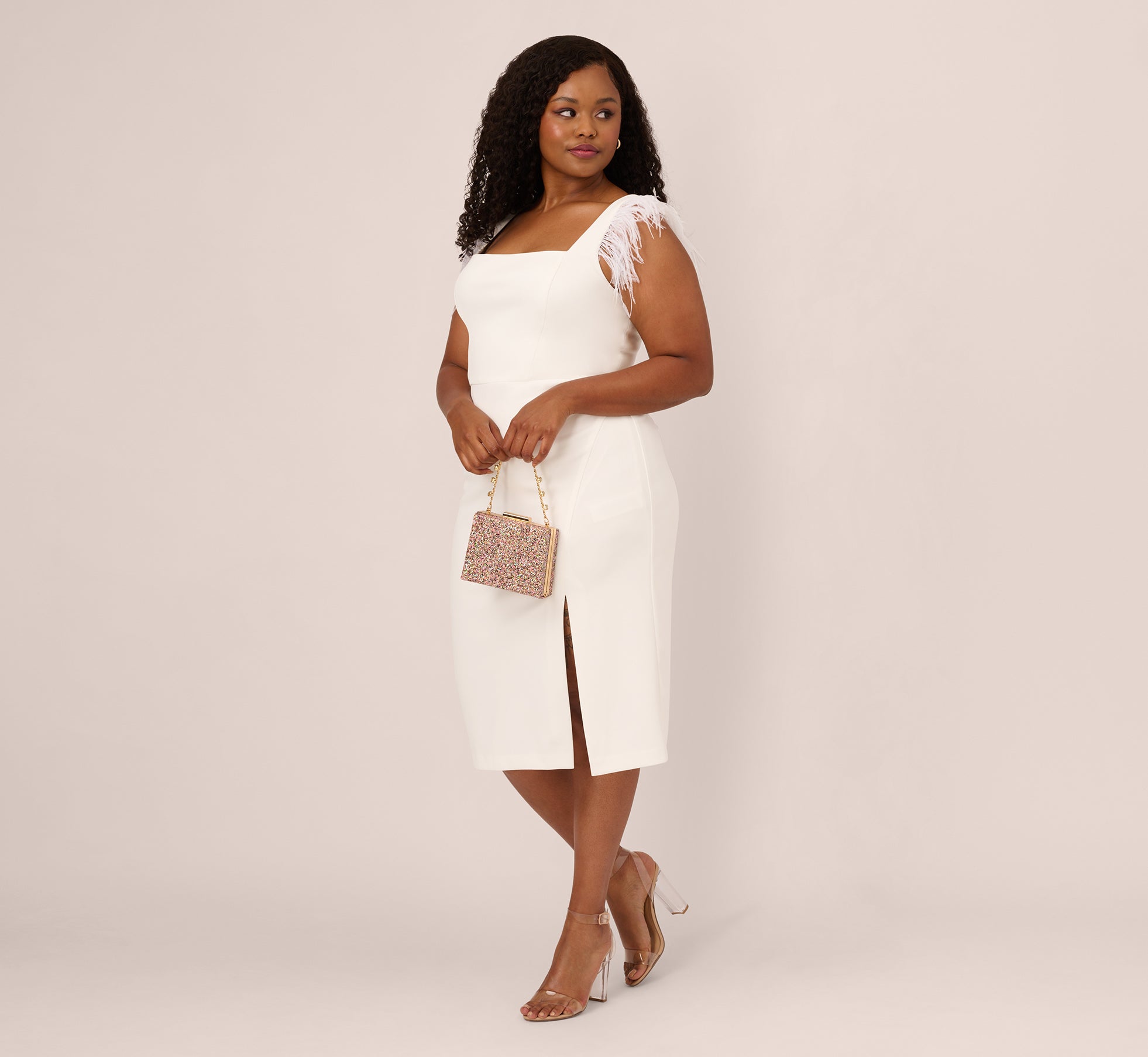 White sheath shop dress plus size