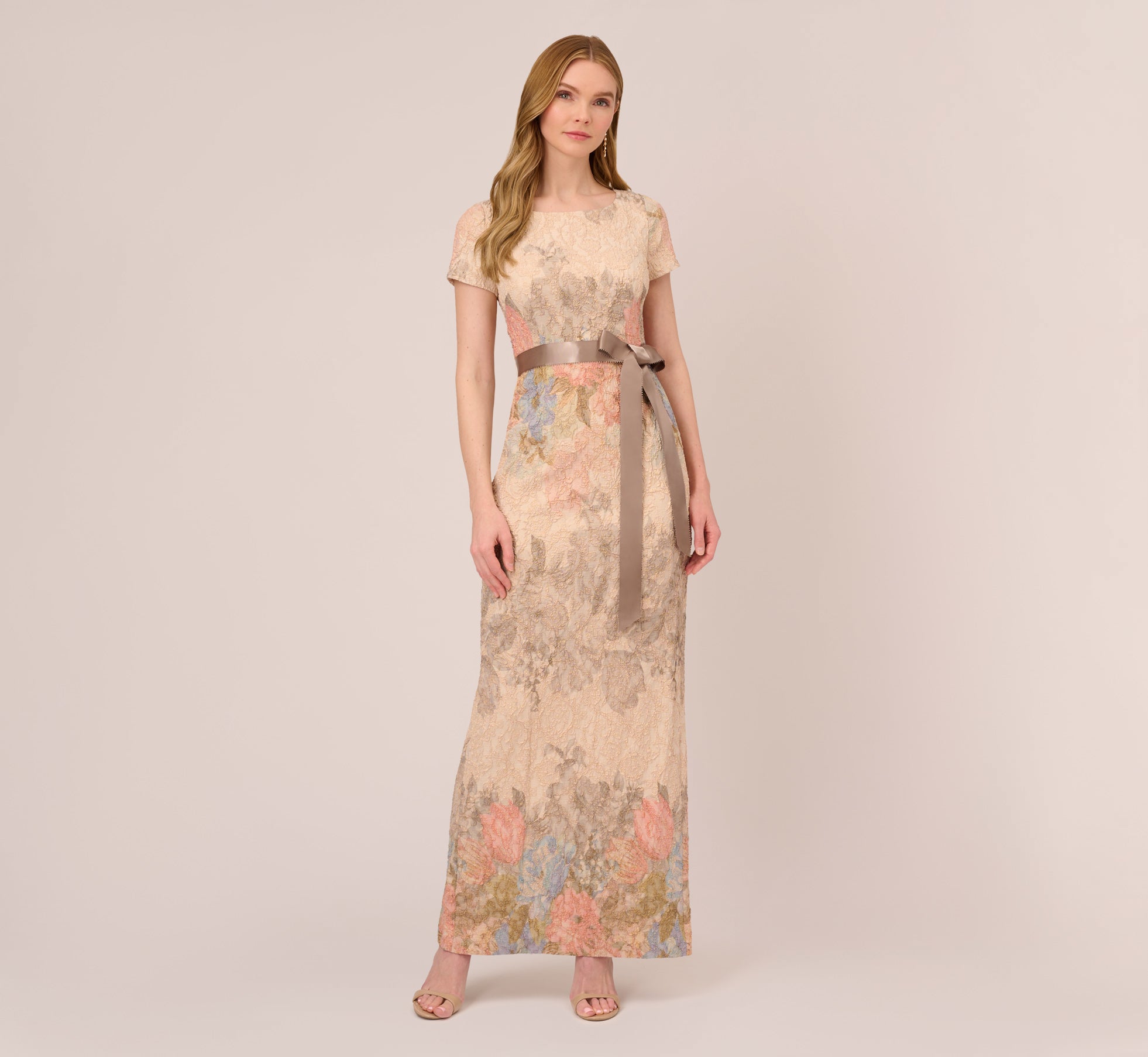 Adrianna papell love of luxe maxi dress in hot sale blush