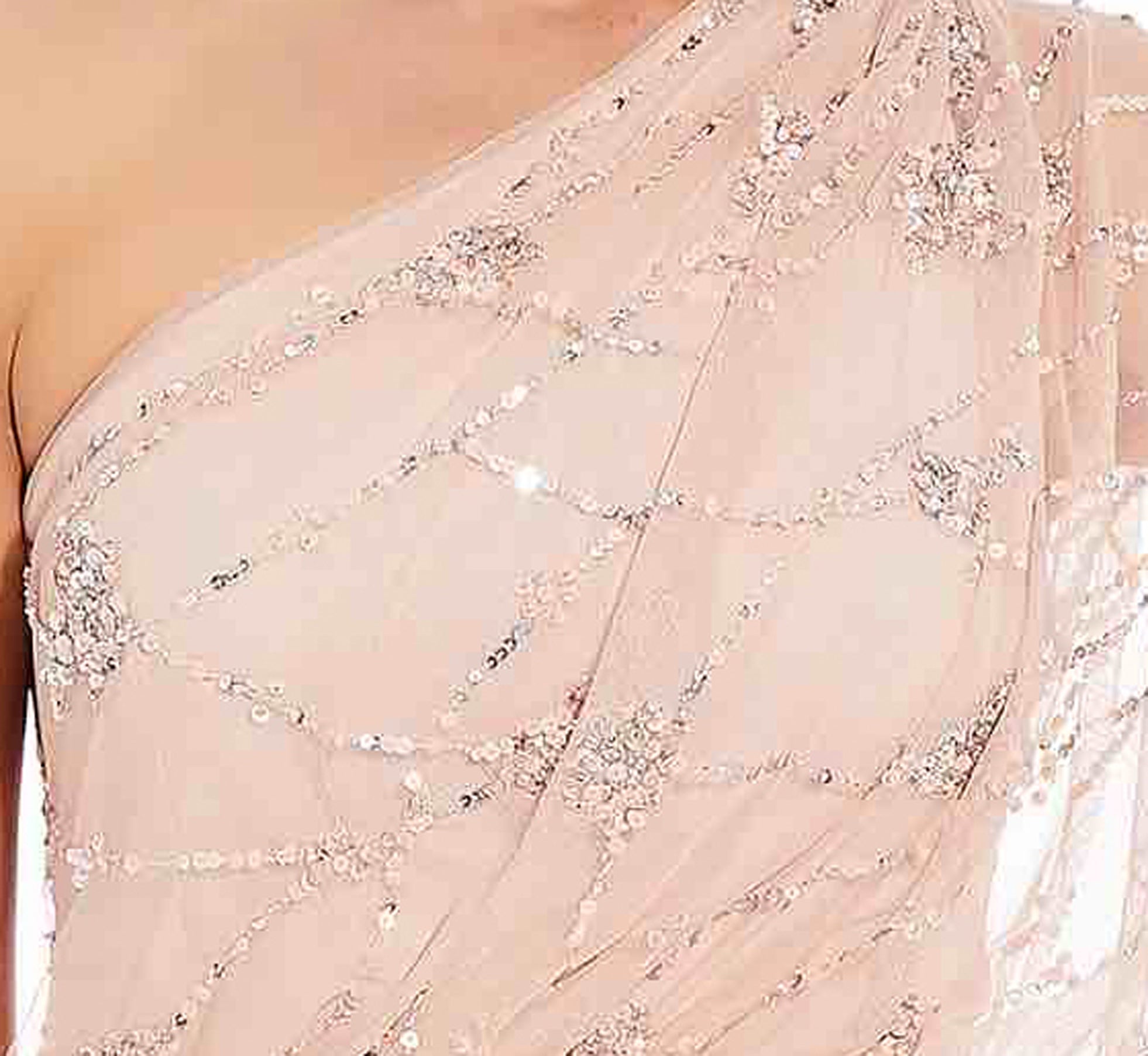One Shoulder Beaded Gown In Blush | Adrianna Papell
