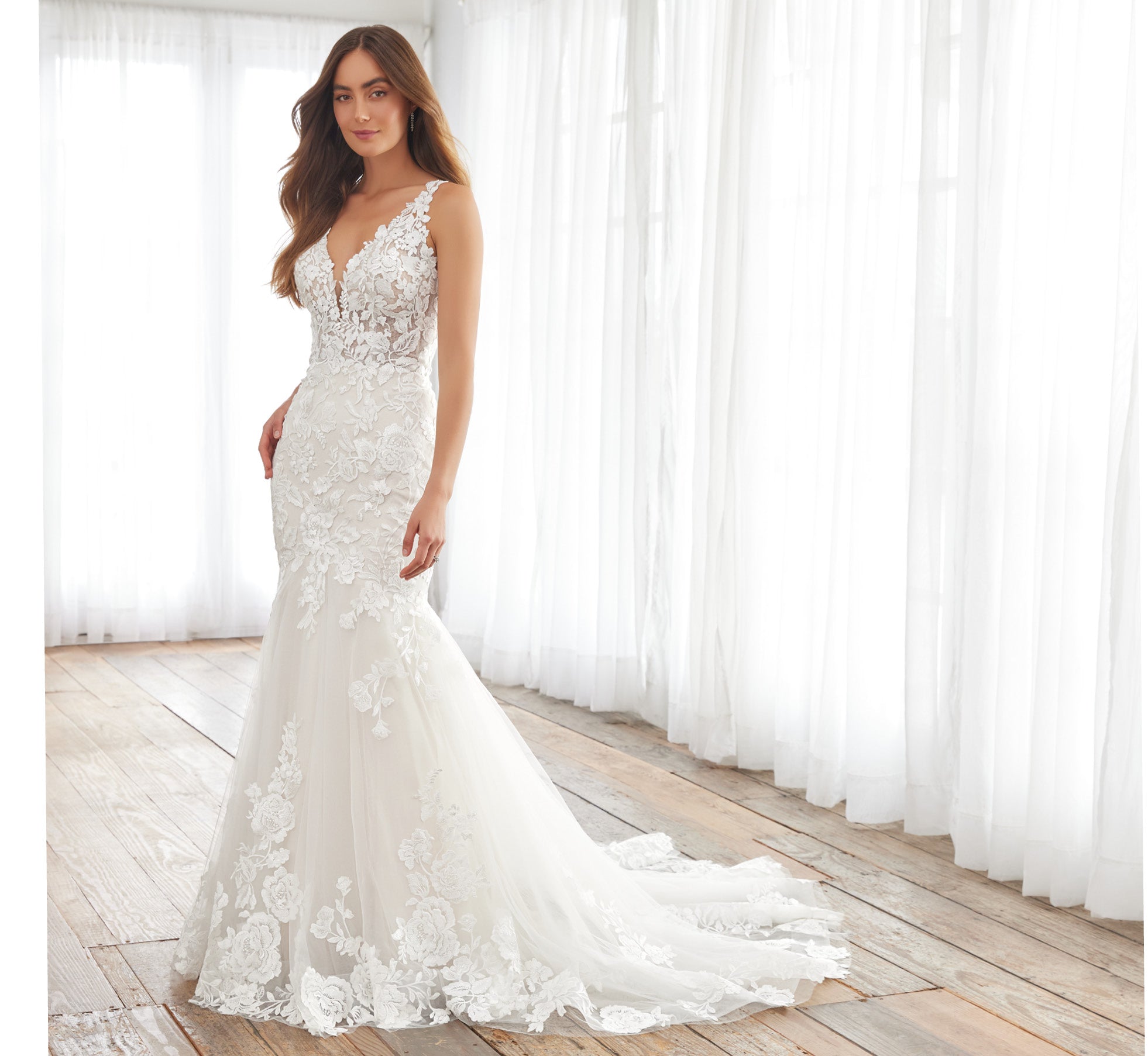 Floral Lace Mermaid Gown In Ivory Almond Nude Adrianna Papell