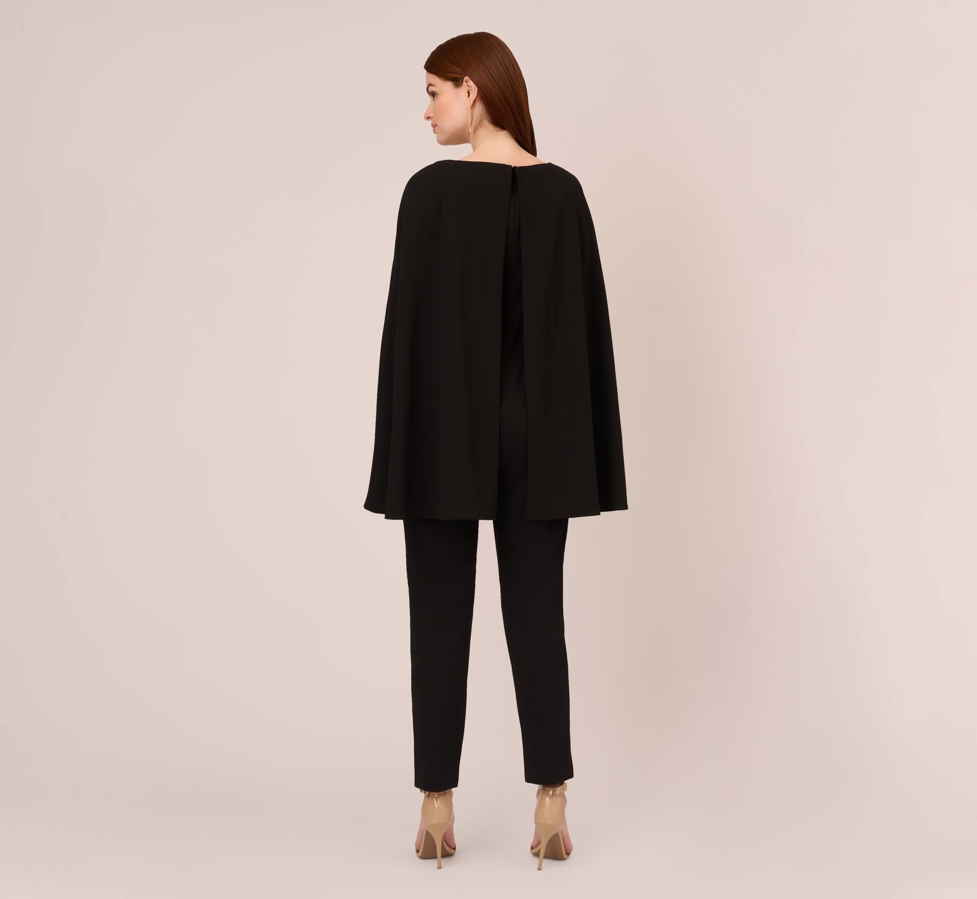 Crepe Jumpsuit With Cape In Black Adrianna Papell